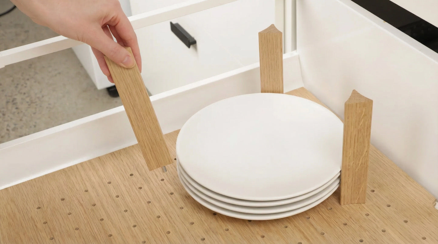 Custom Pegboard Drawer Organizer - White Oak - 05