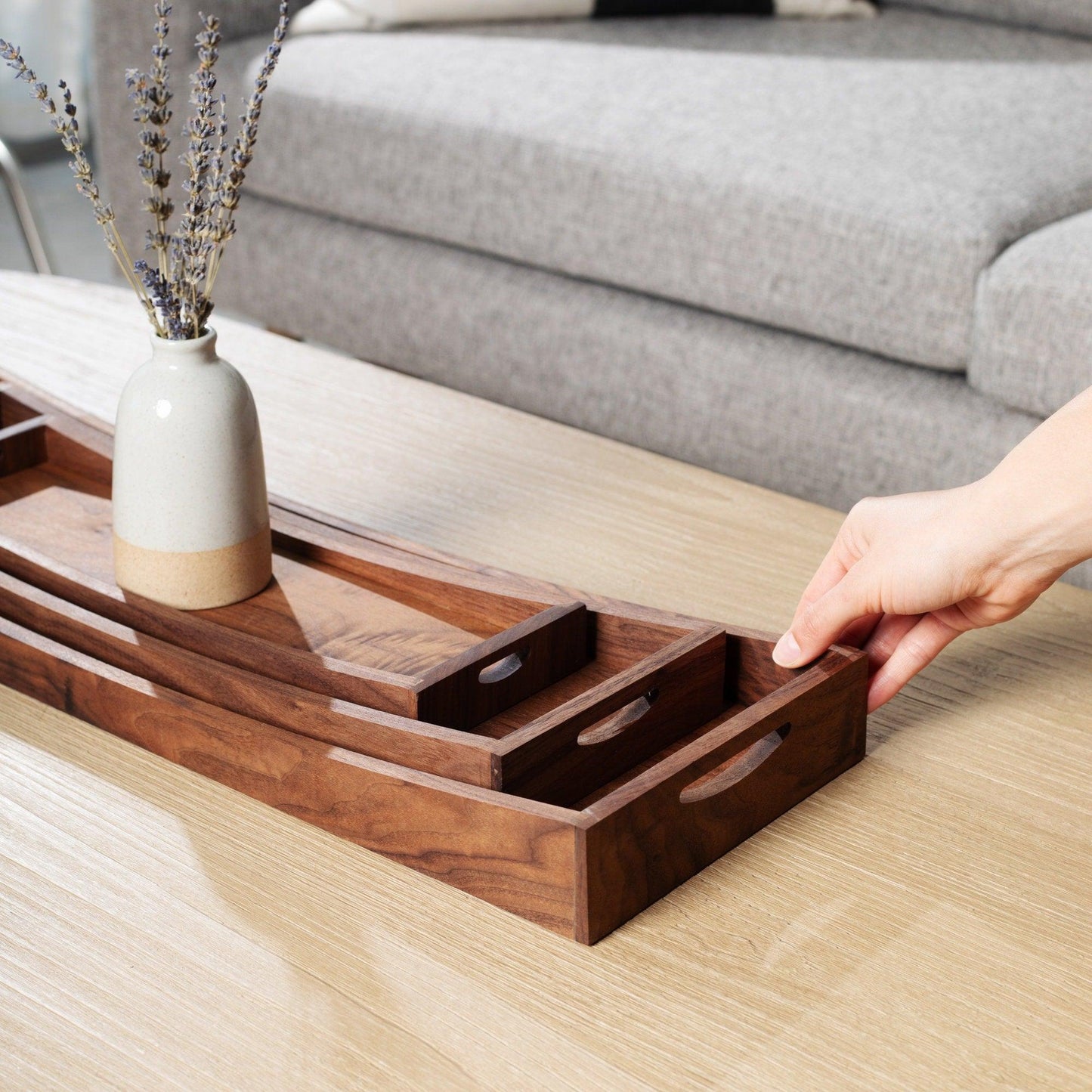 Walnut Serving Tray Set of 3 | Handmade Kitchen & Dining Essentials - Neat Shop