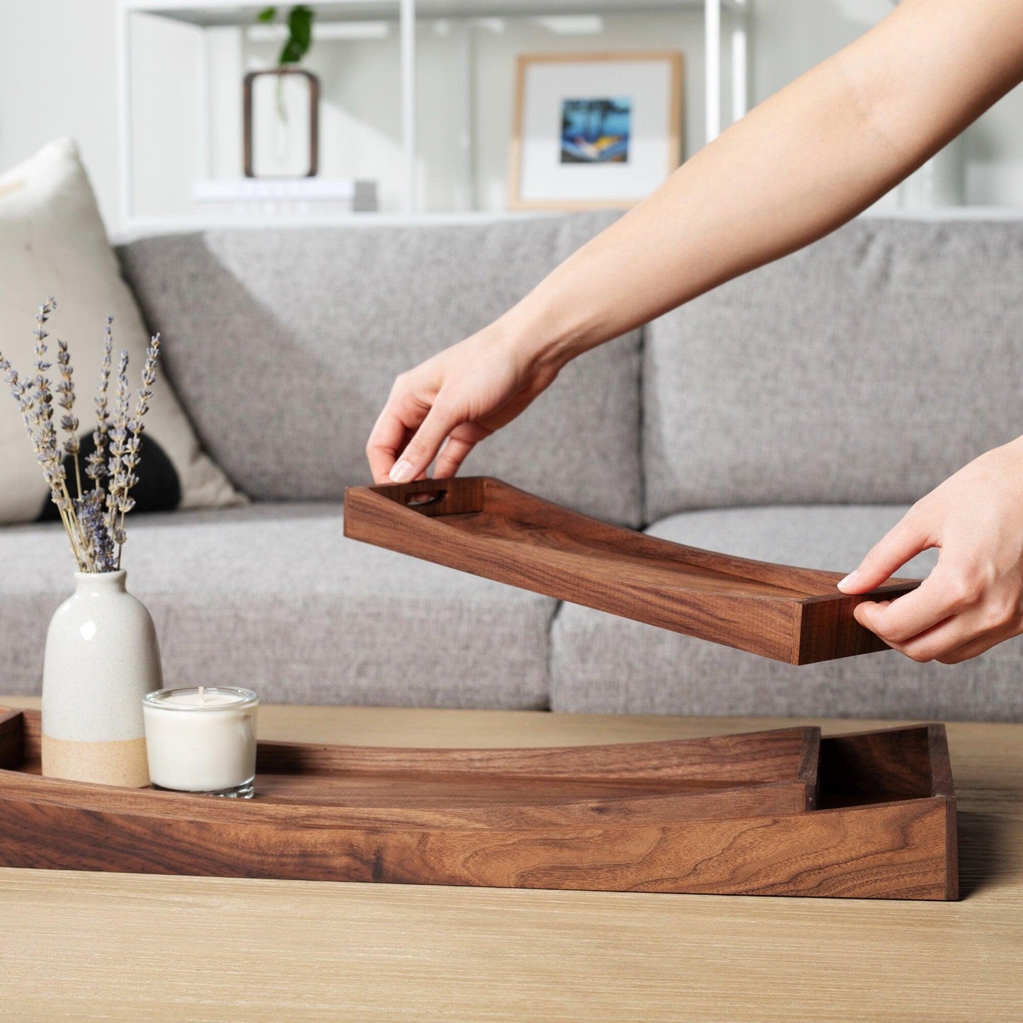 Walnut Serving Tray Set of 3 | Handmade Kitchen & Dining Essentials - Neat Shop