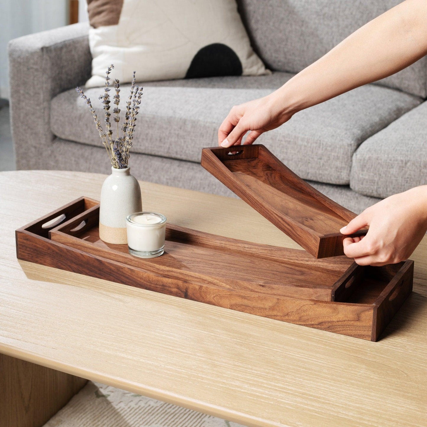 Walnut Serving Tray Set of 3 | Handmade Kitchen & Dining Essentials - Neat Shop