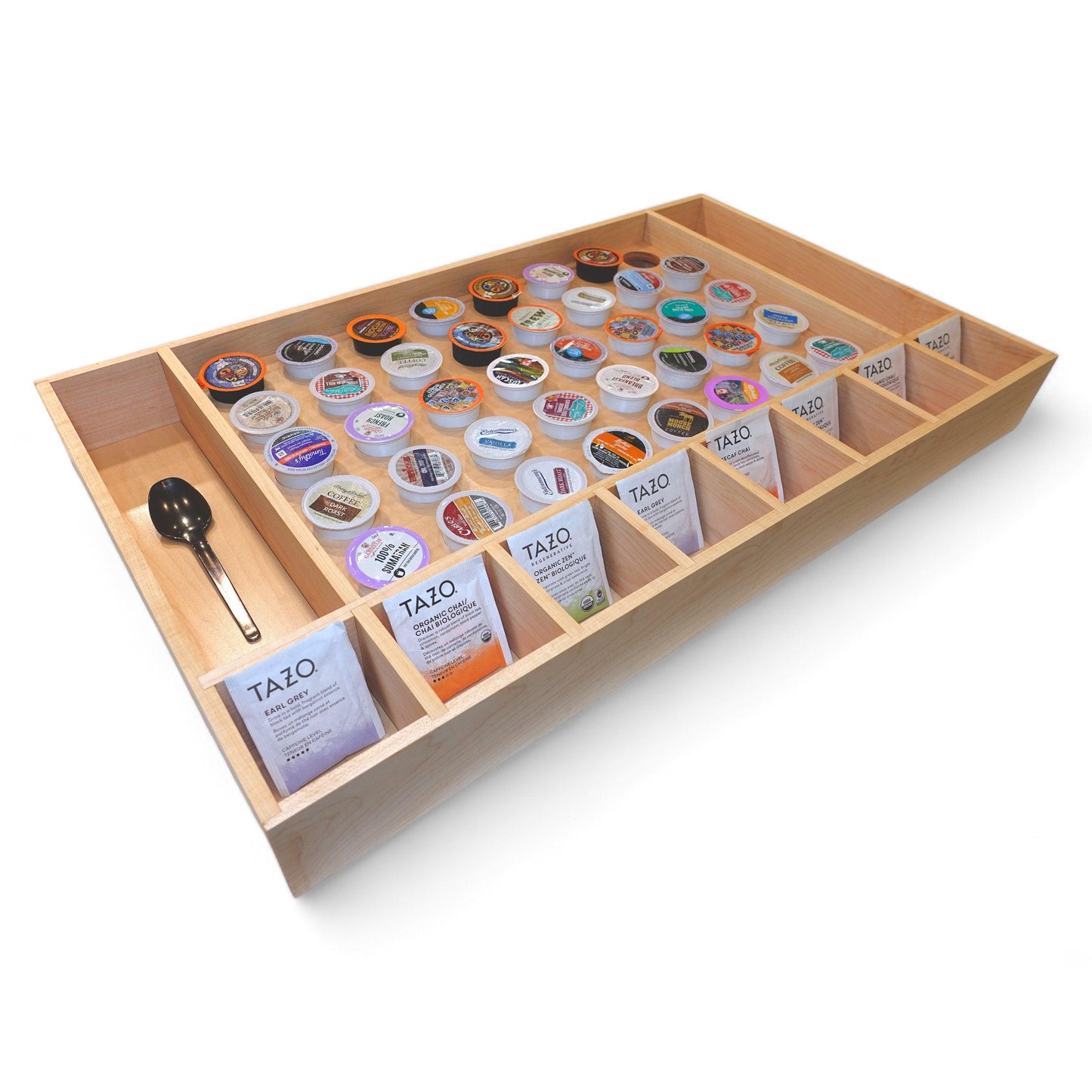 Custom K-Cup & Nespresso Drawer Organizer for Coffee Pods, Tea Bags, Utensil Storage - Neat Shop