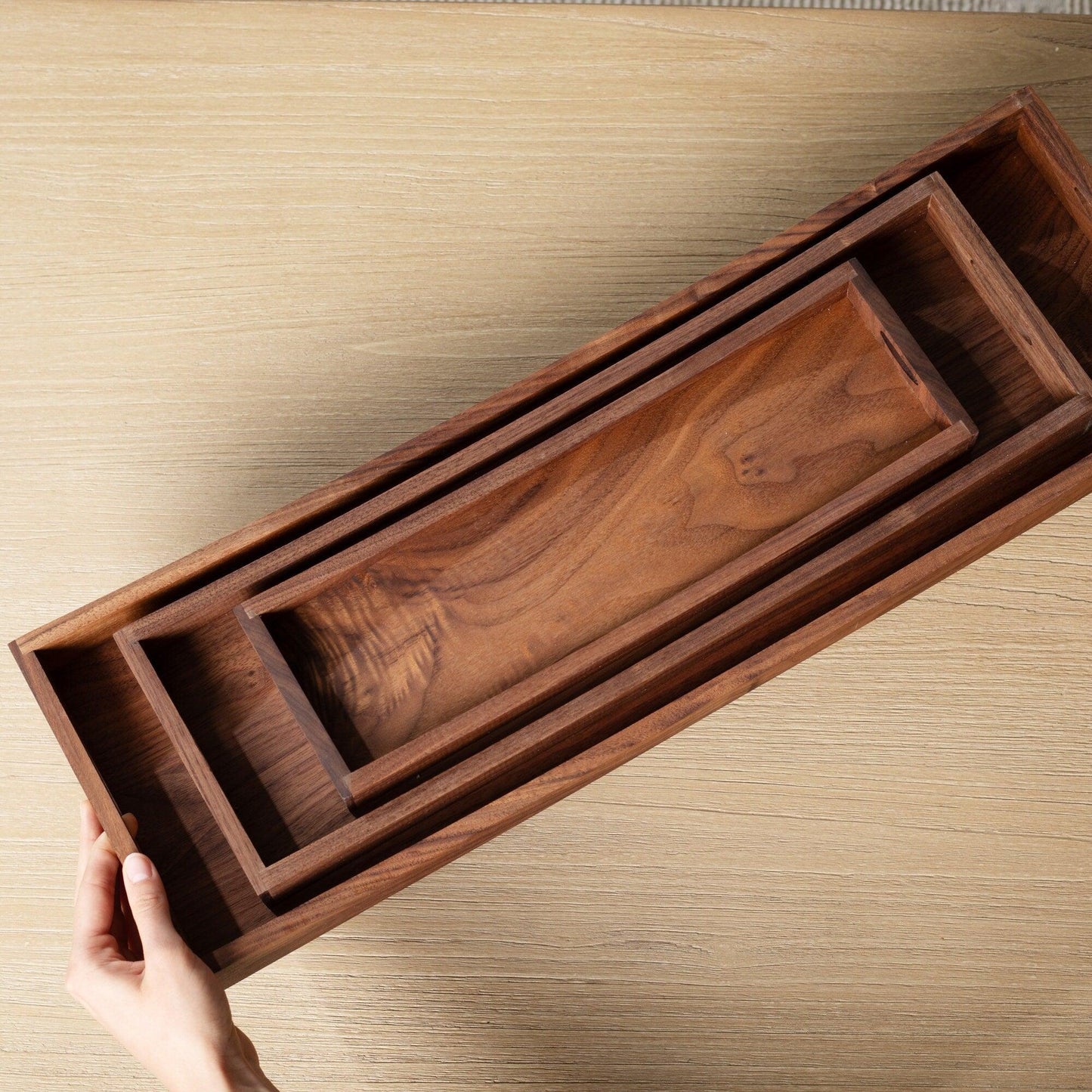 Walnut Serving Tray Set of 3 | Handmade Kitchen & Dining Essentials - Neat Shop