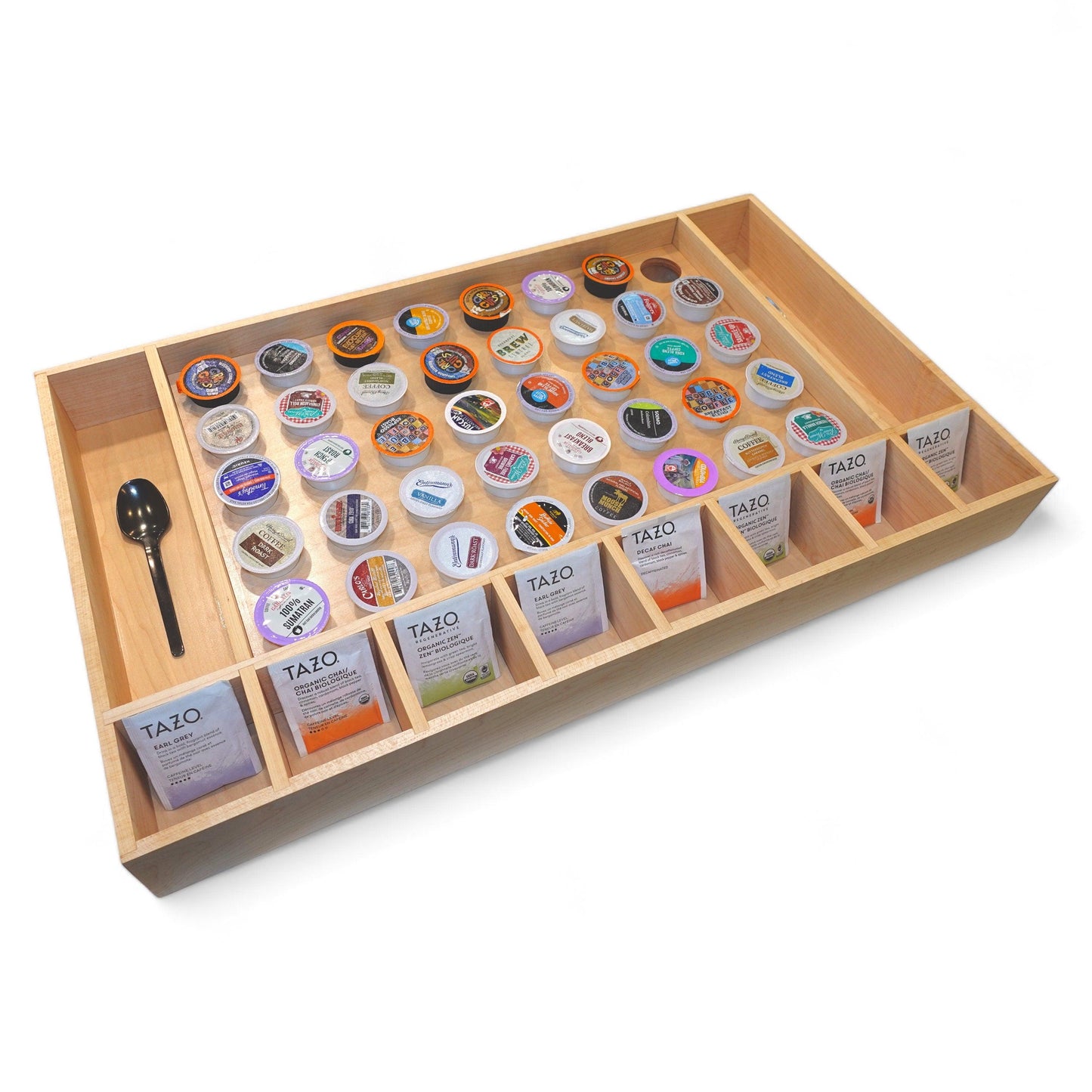 Custom K-Cup & Nespresso Drawer Organizer for Coffee Pods, Tea Bags, Utensil Storage - Neat Shop