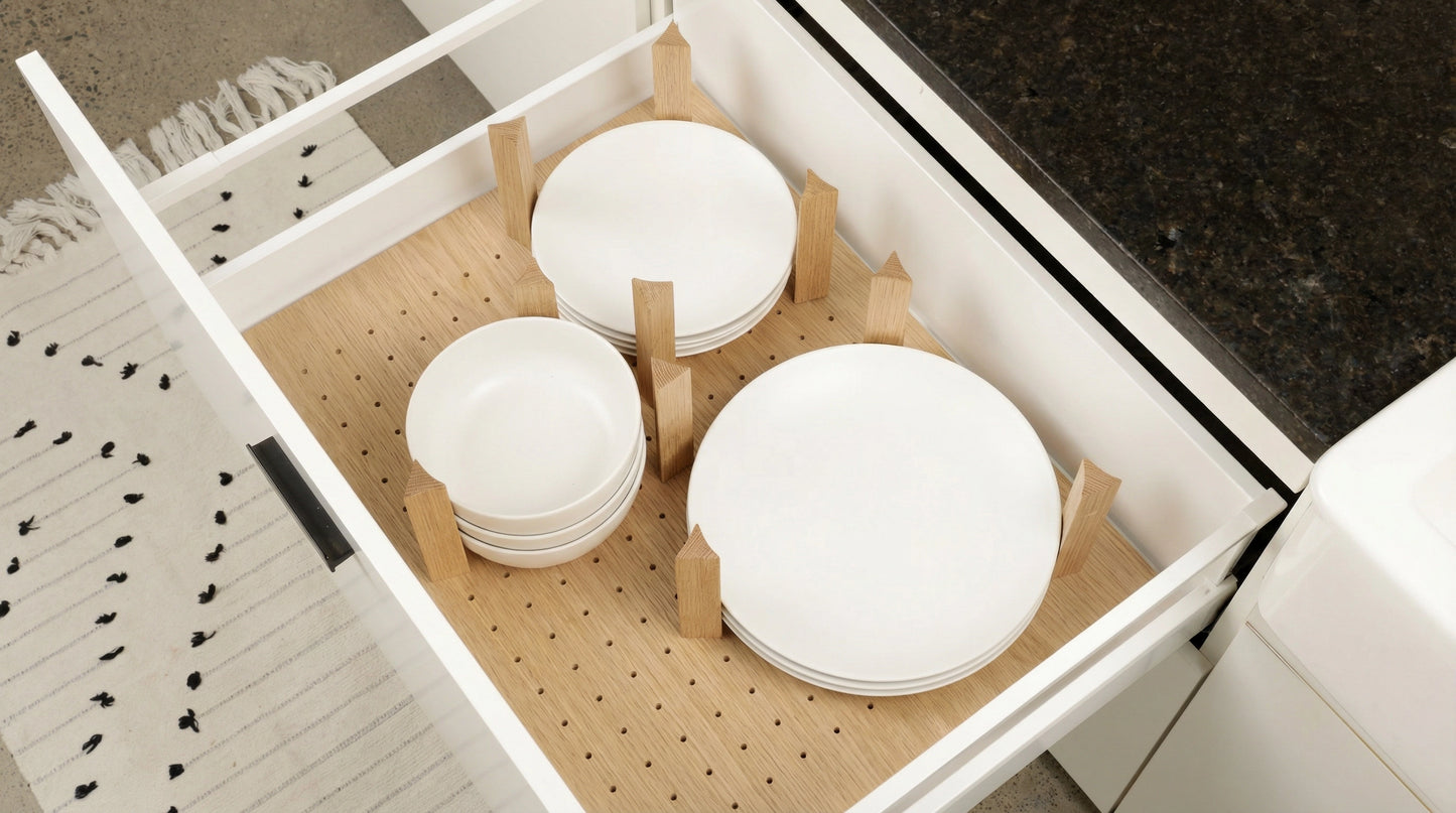 Custom Pegboard Drawer Organizer - White Oak - 03