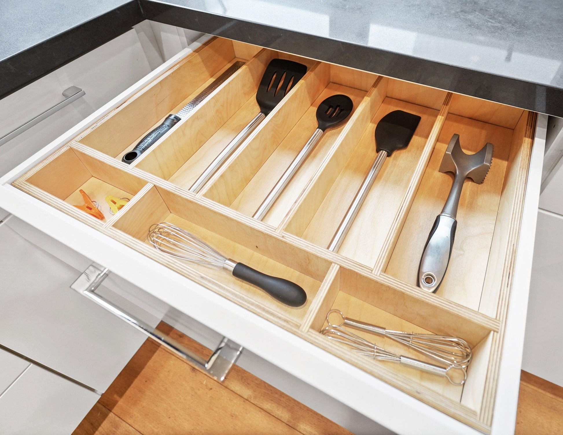 Custom Kitchen Drawer Organizer for Utensils, Silverware, Baking - Neat Shop