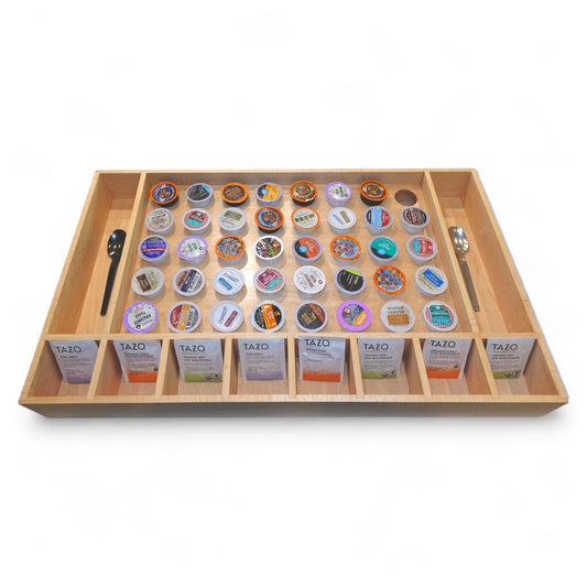 Custom K-Cup & Nespresso Drawer Organizer for Coffee Pods, Tea Bags, Utensil Storage - Neat Shop