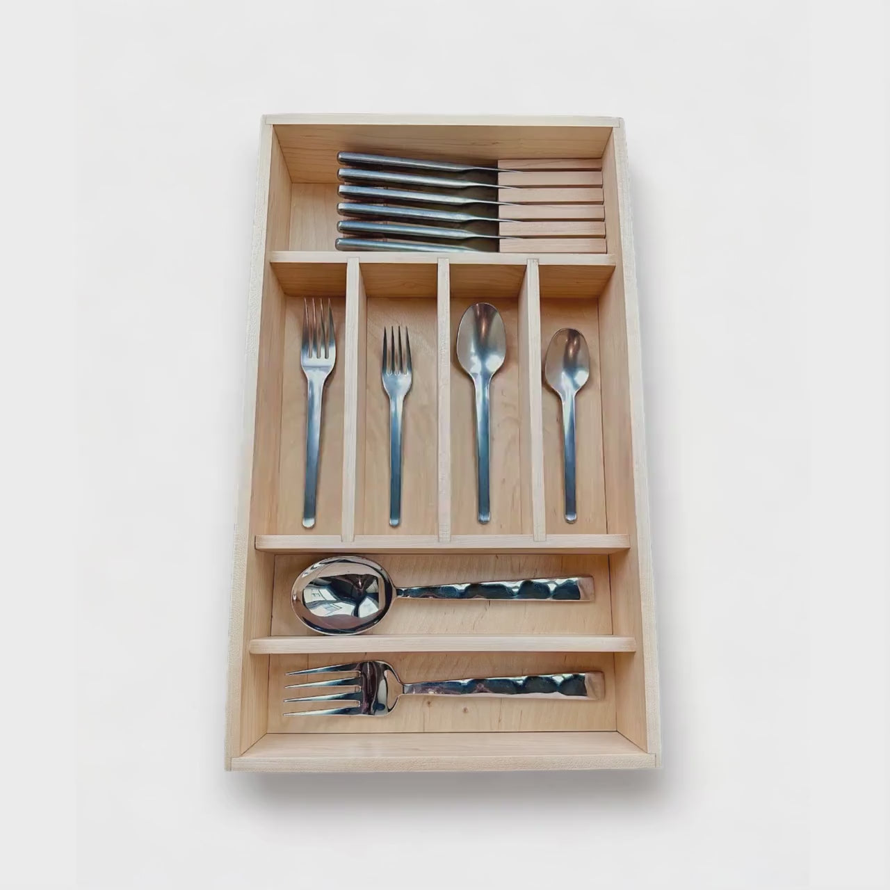 Custom Kitchen Drawer Organizer for Utensils, Silverware, Baking and more - Made from Solid Maple