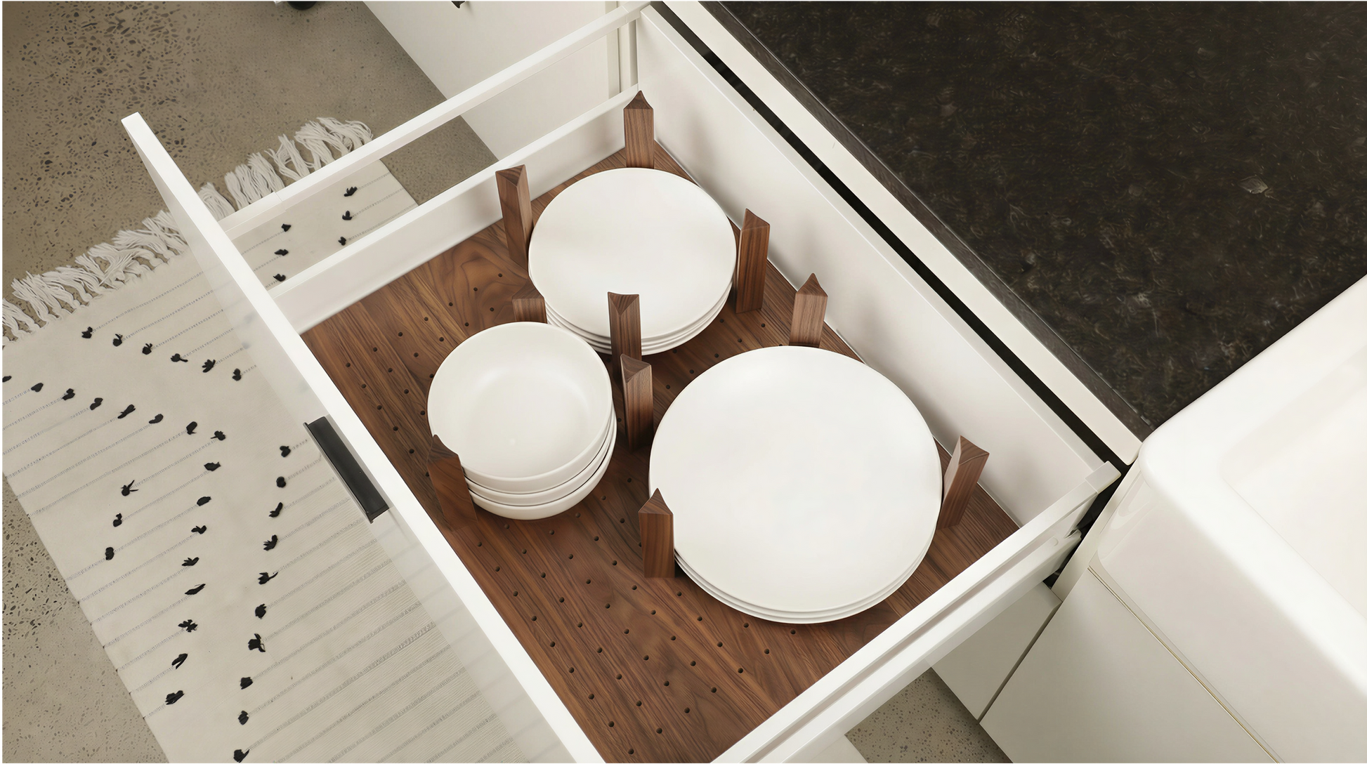 Custom Pegboard Drawer Organizer - Walnut - 03