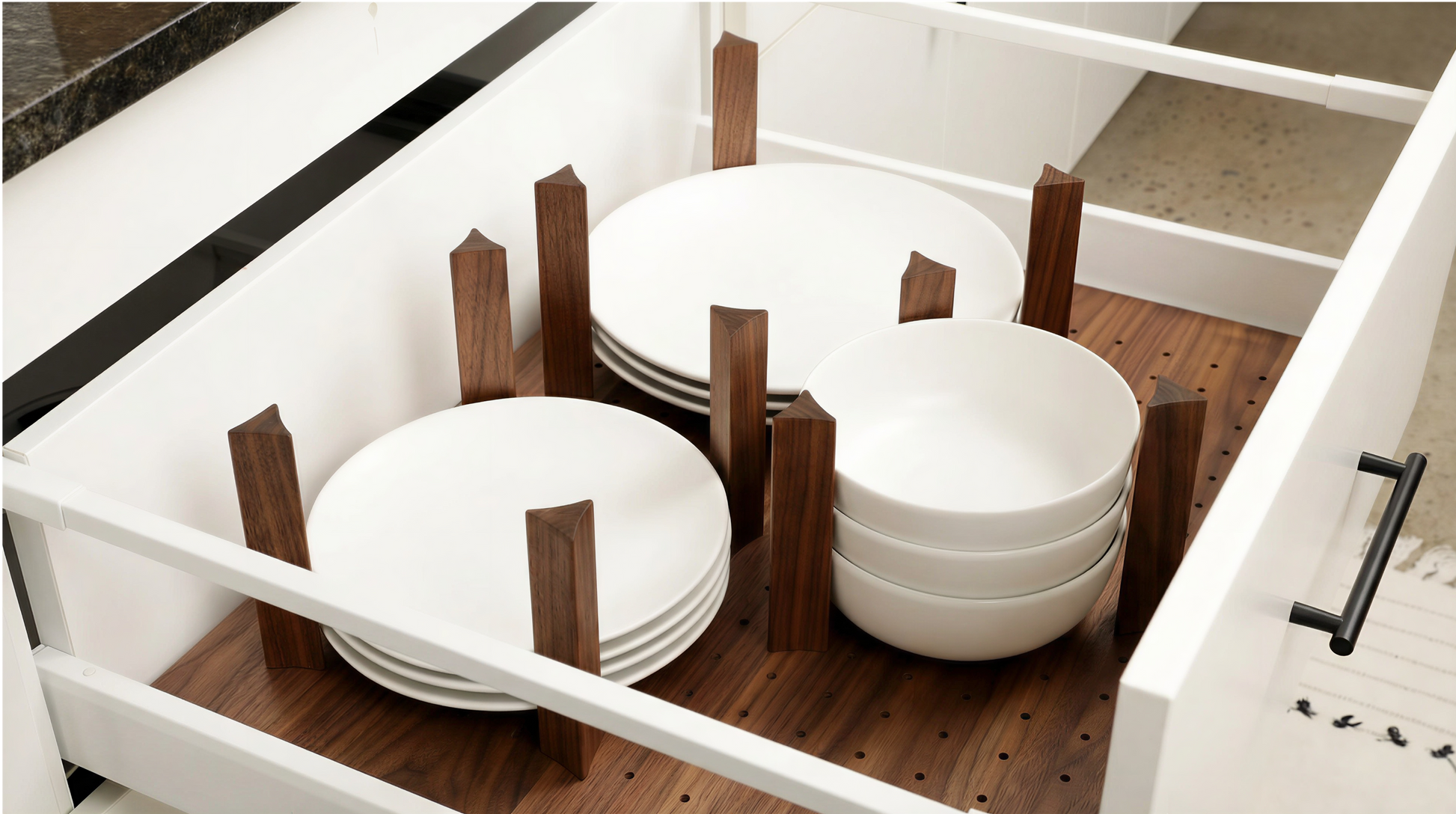 Custom Pegboard Drawer Organizer - Walnut - 05